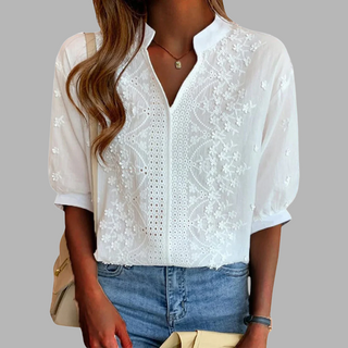 BRYNOUVELLE | Blouse Blanche Élégante avec Manches Bouffantes Ella