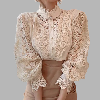 BRYNOUVELLE | Chemise à manches longues avec dentelle et détails Tove