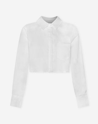 BLOUSE CROPPED EN POPLIN BLANC