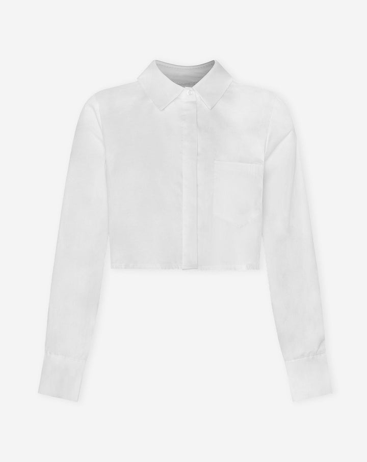 BLOUSE CROPPED EN POPLIN BLANC
