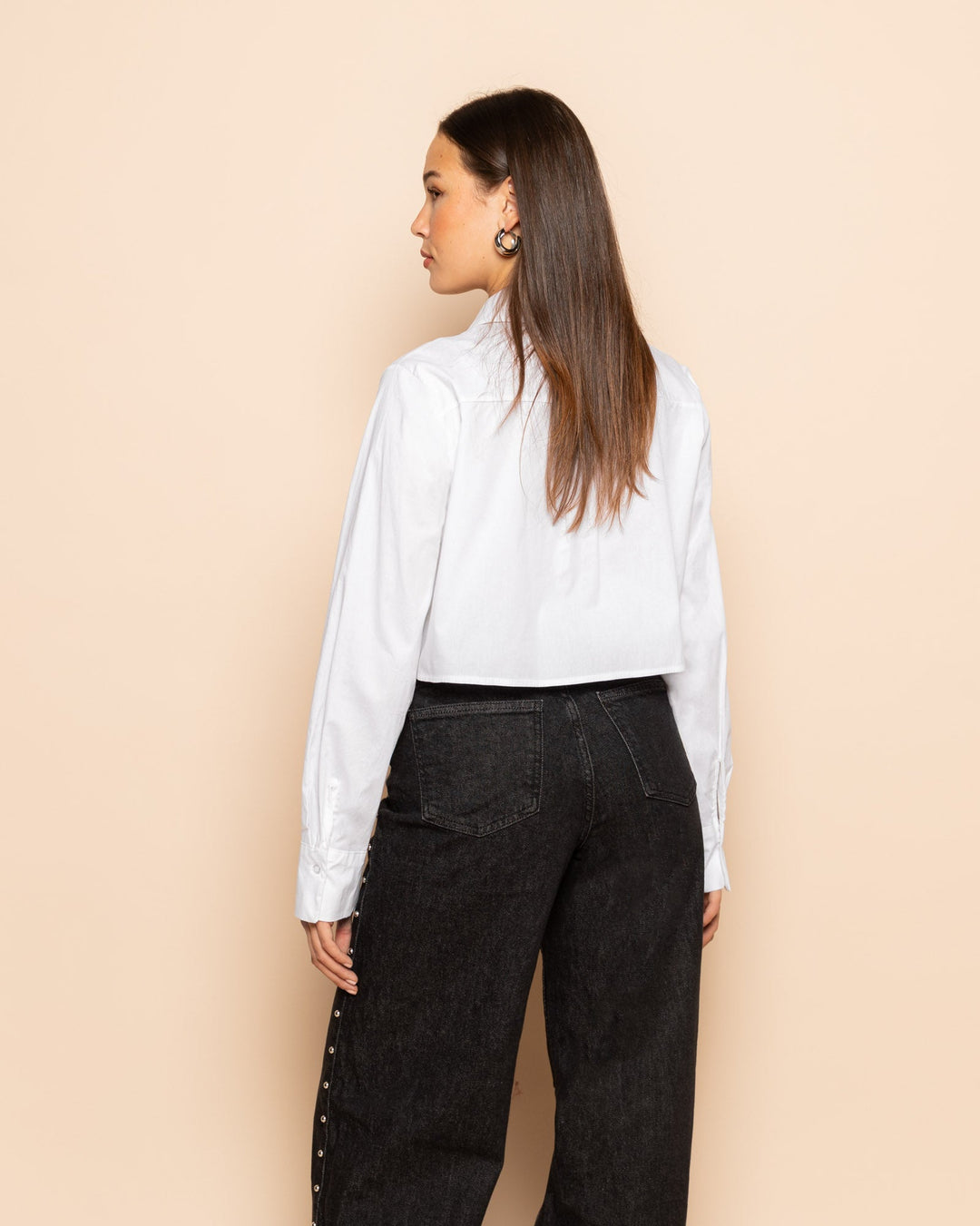 BLOUSE CROPPED EN POPLIN BLANC