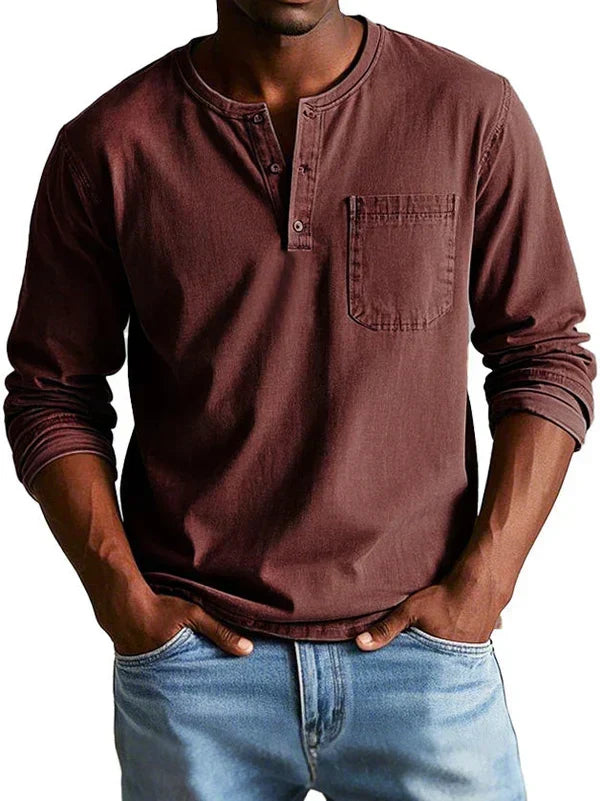 BRYNOUVELLE | Chemise Henley à Manches Longues pour Hommes