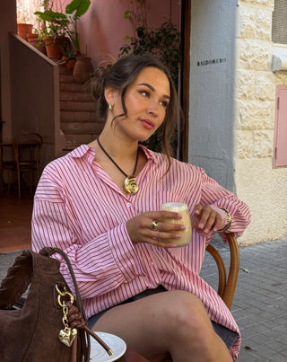 CHEMISE OVERSIZE À RAYURES ROSE
