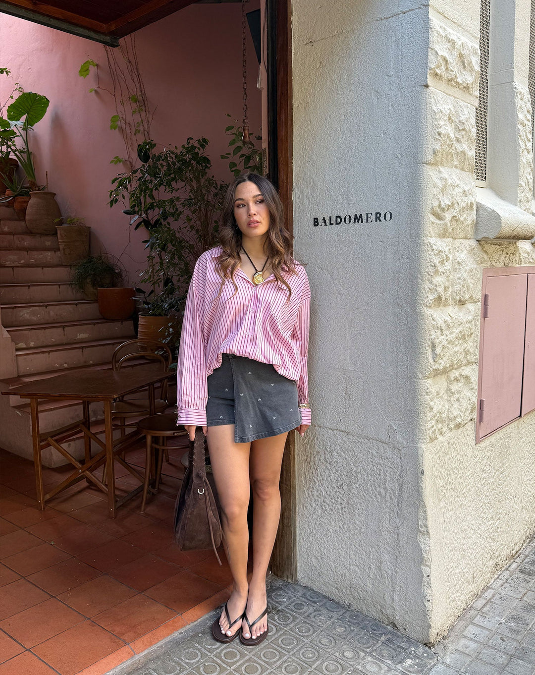CHEMISE OVERSIZE À RAYURES ROSE