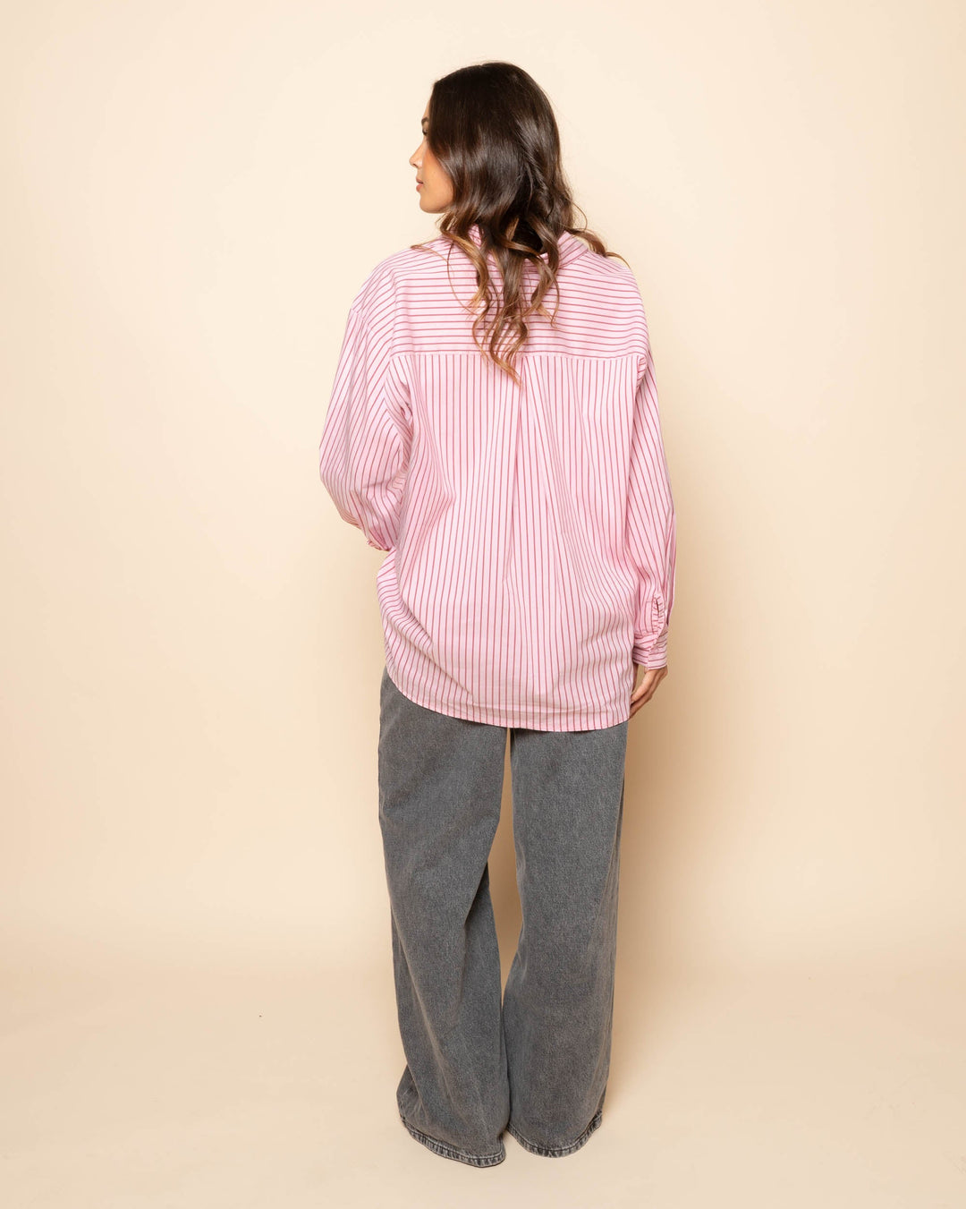 CHEMISE OVERSIZE À RAYURES ROSE