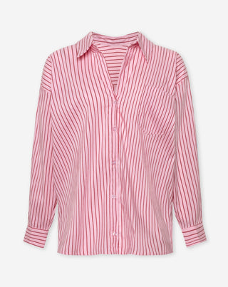 CHEMISE OVERSIZE À RAYURES ROSE
