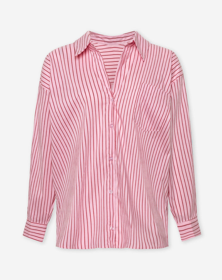 CHEMISE OVERSIZE À RAYURES ROSE