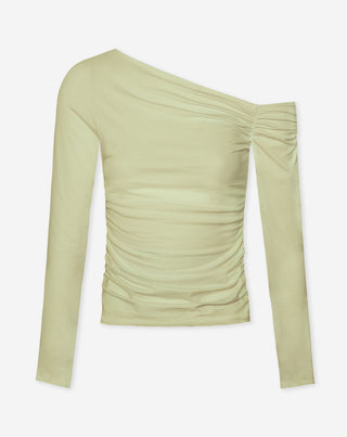 TAMAR HAUT ASYMETRIQUE RUFFLE OLIVE CLAIR