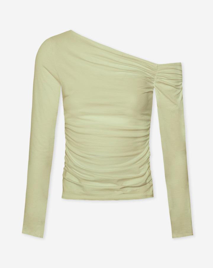 TAMAR HAUT ASYMETRIQUE RUFFLE OLIVE CLAIR