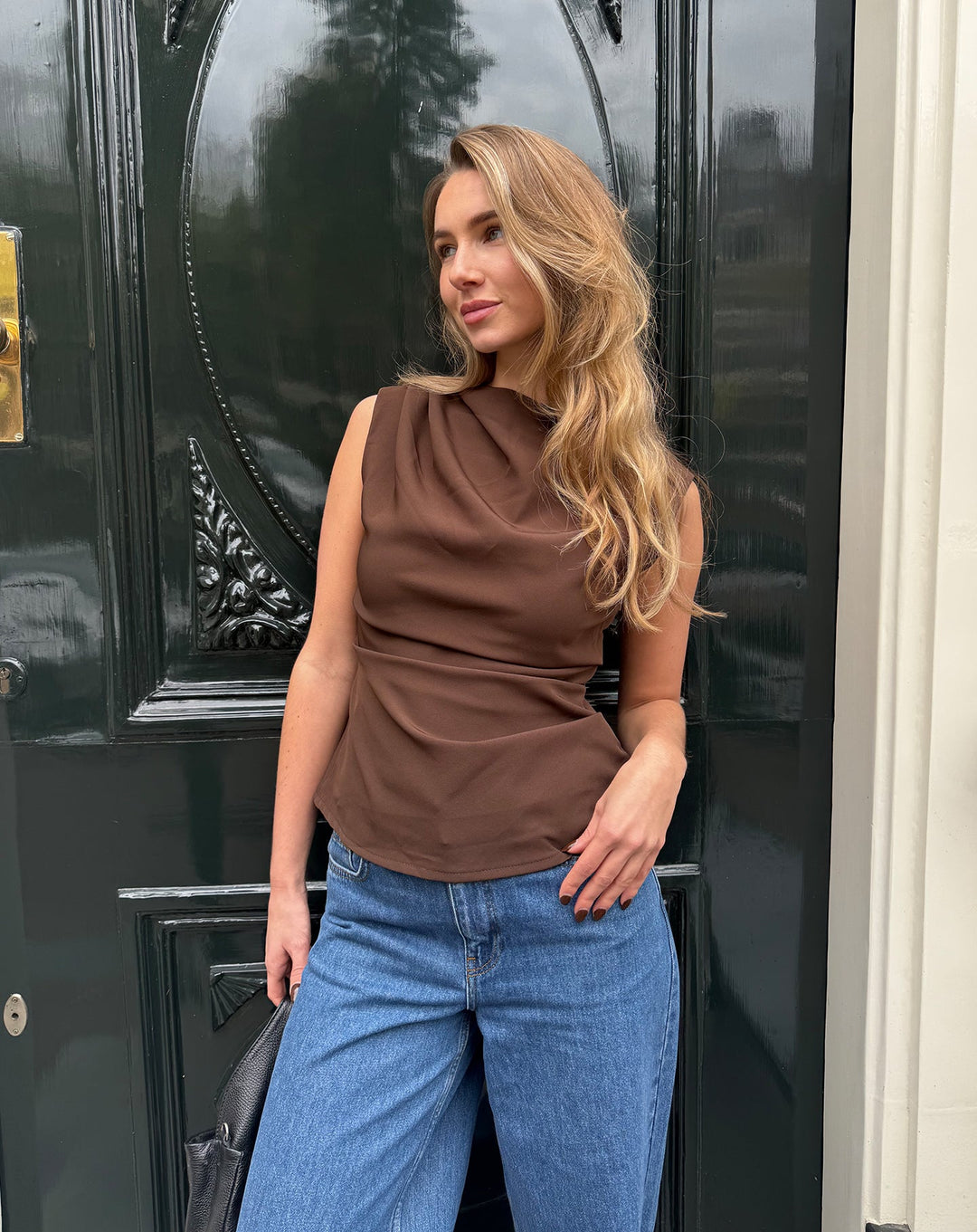 TOP RUCHE SOFIA MARRON FONCÉ