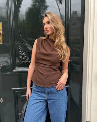 TOP RUCHE SOFIA MARRON FONCÉ