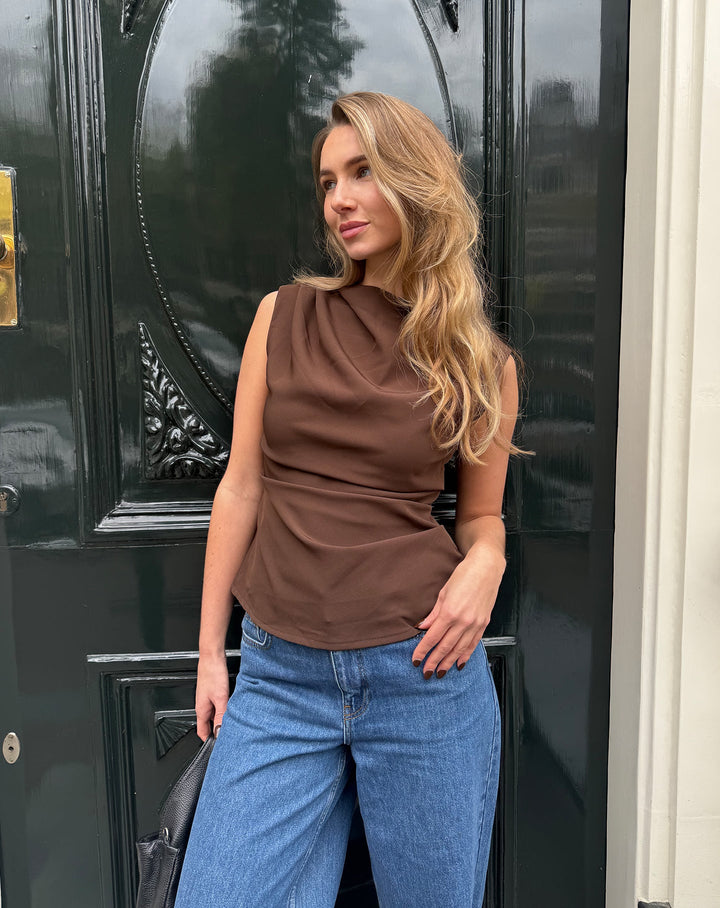 TOP RUCHE SOFIA MARRON FONCÉ