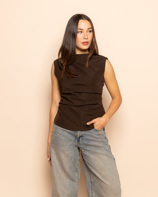 TOP RUCHE SOFIA MARRON FONCÉ