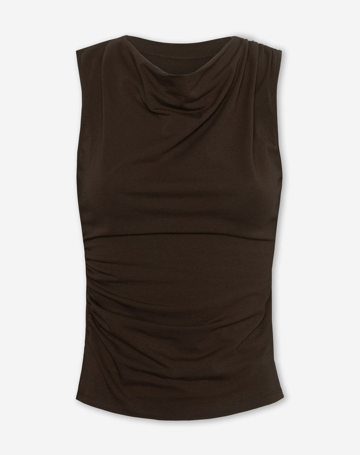 TOP DRAPÉ TAMAR MARRON FONCÉ