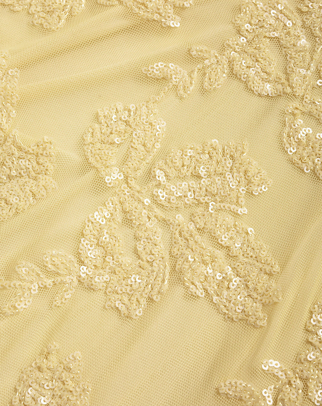 TOP HALTER EN SEQUINS FEUILLE JAUNE BEURRE