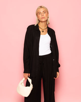 BLOUSE OVERSIZE EN LIN CARMEN NOIRE