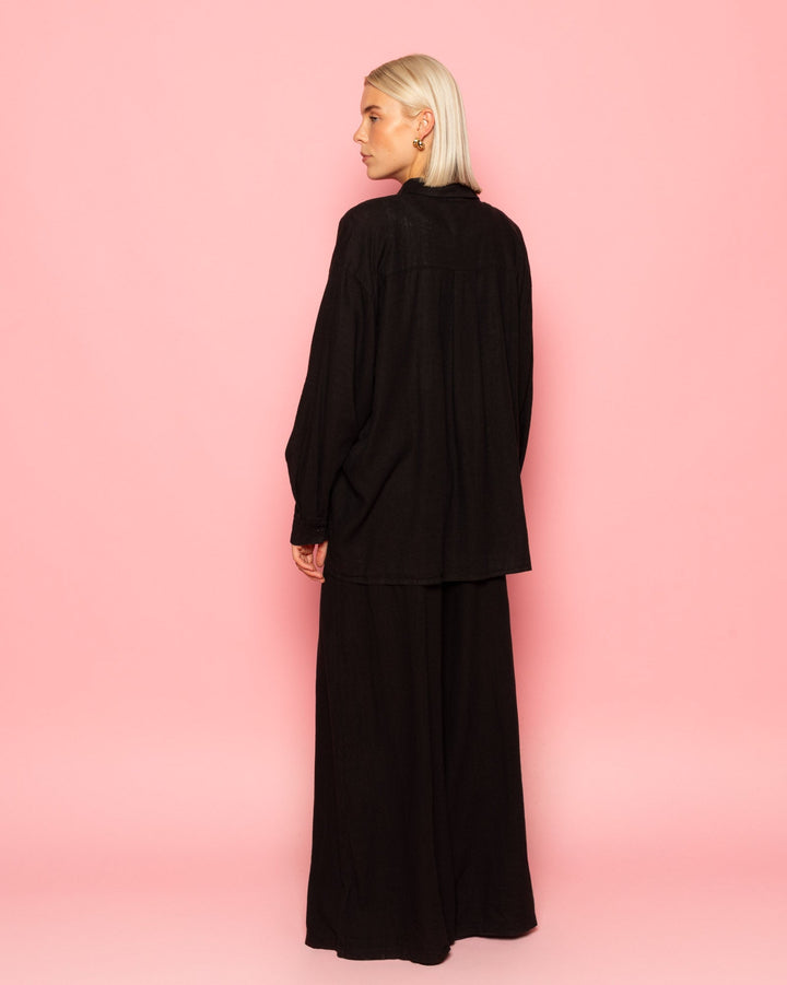 BLOUSE OVERSIZE EN LIN CARMEN NOIRE