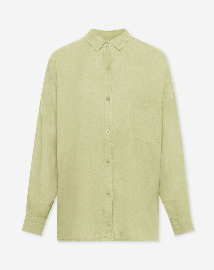 BLOUSE OVERSIZE EN LIN CARMEN VERT OLIVE CLAIR