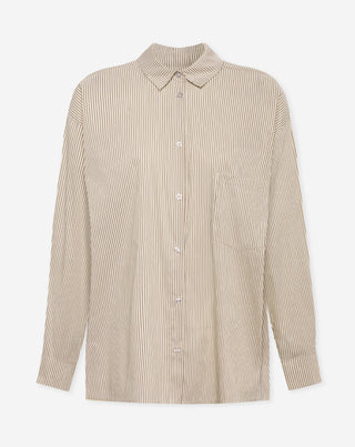 BLOUSE OVERSIZE À RAYURES BRUN