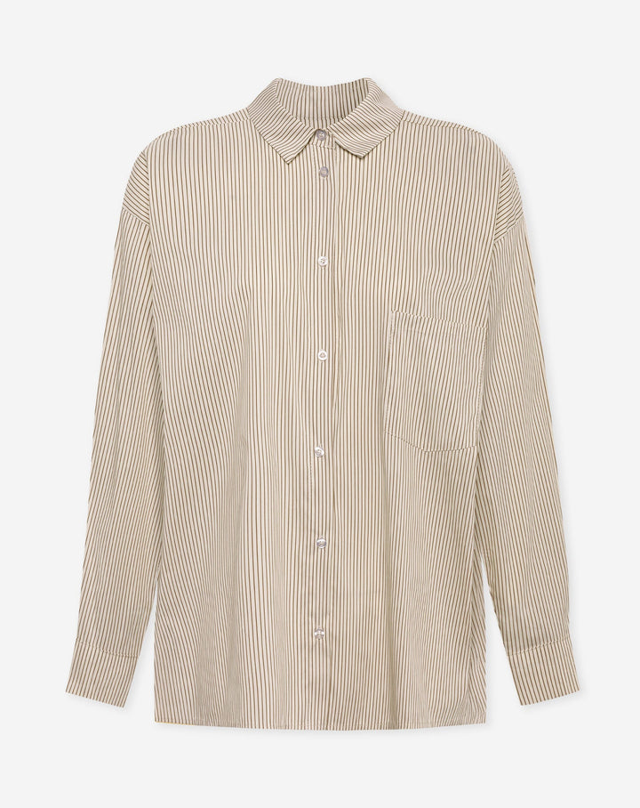 BLOUSE OVERSIZE À RAYURES BRUN