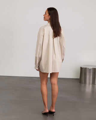 BLOUSE OVERSIZE À RAYURES BRUN