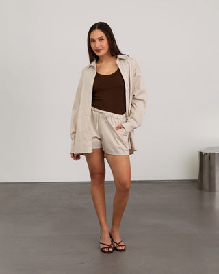 BLOUSE OVERSIZE À RAYURES BRUN
