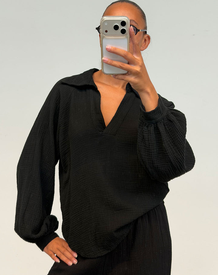 BLOUSE MOUSSELINE NOIRE