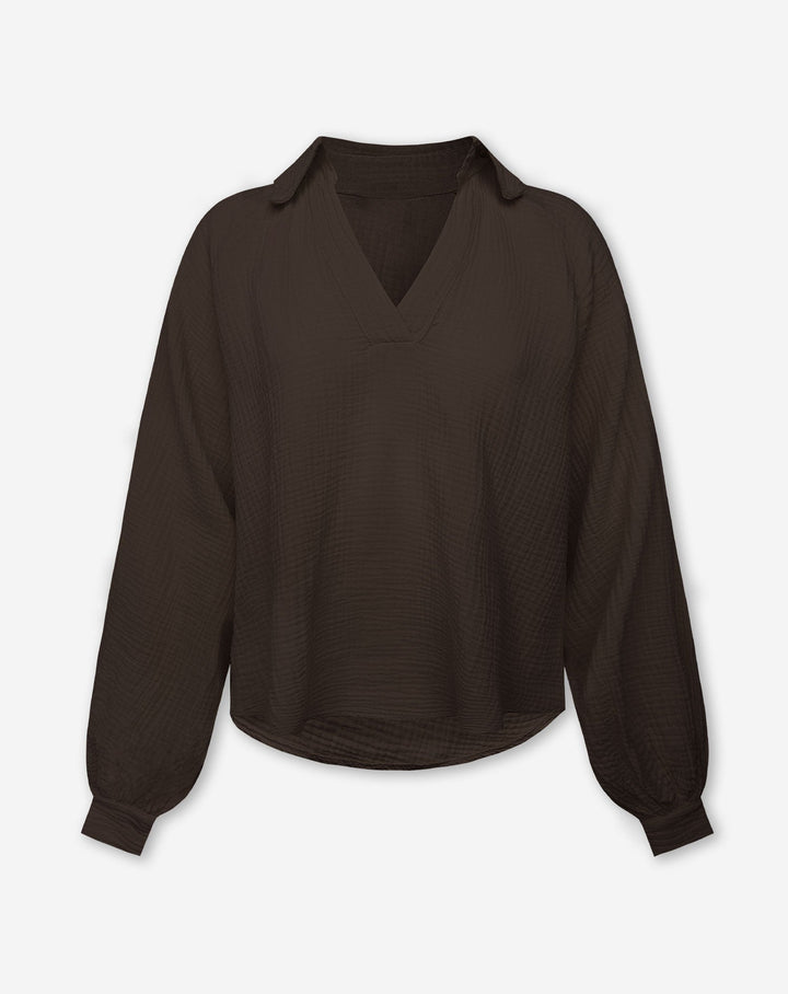 BLOUSE EN MOUSSELINE BRUNE