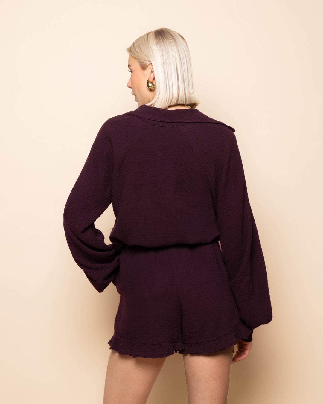 BLOUSE EN MOUSSELINE BORDEAUX FONCÉ