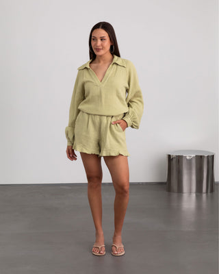 BLOUSE EN MOUSSELINE LÉGÈRE OLIVE