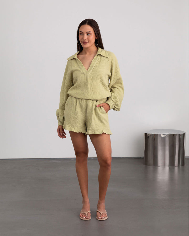 BLOUSE EN MOUSSELINE LÉGÈRE OLIVE