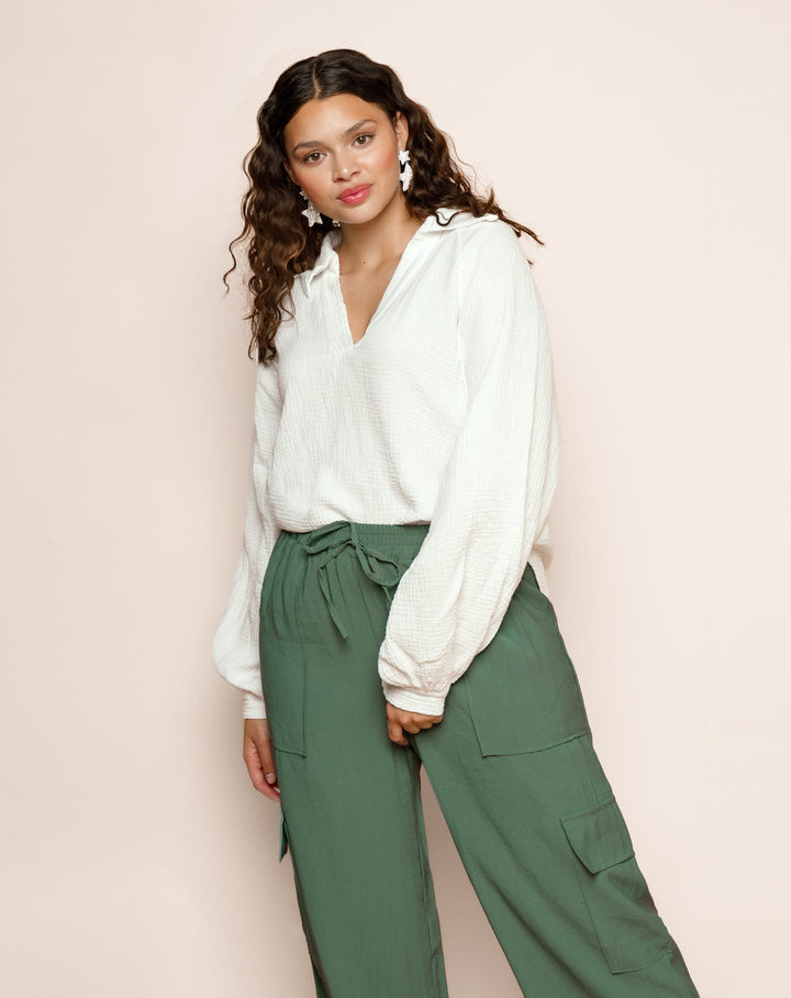 BLOUSE EN MOUSSELINE CRÈME