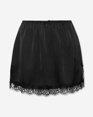 JUPE EN SATIN AVEC DENTELLE NOIRE