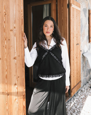 BLOUSE EN POPLIN À TAILLE HAUTE