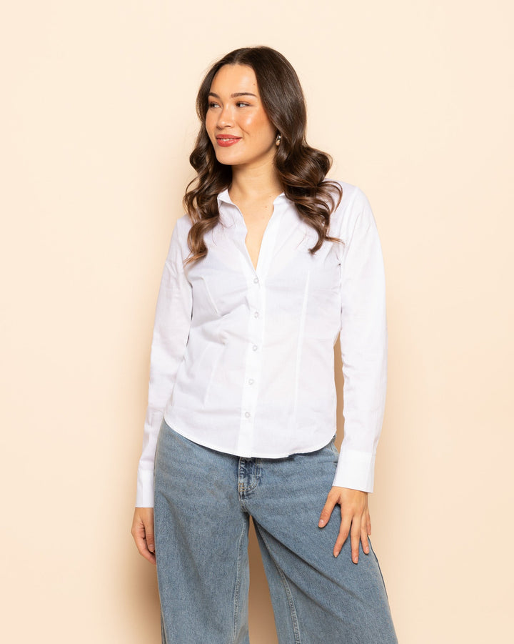 BLOUSE EN POPLIN À TAILLE HAUTE
