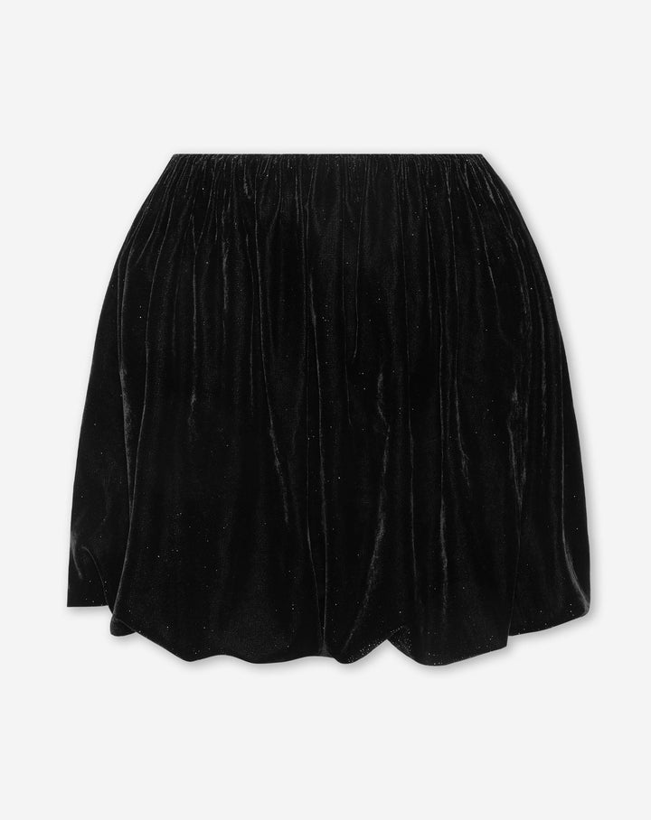 JUPE À HEM BUBBLE EN VELOURS PAILLETTÉ NOIRE