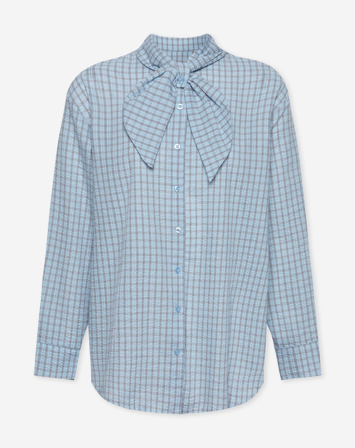 CHEMISE À NŒUD BLEU CLAIR