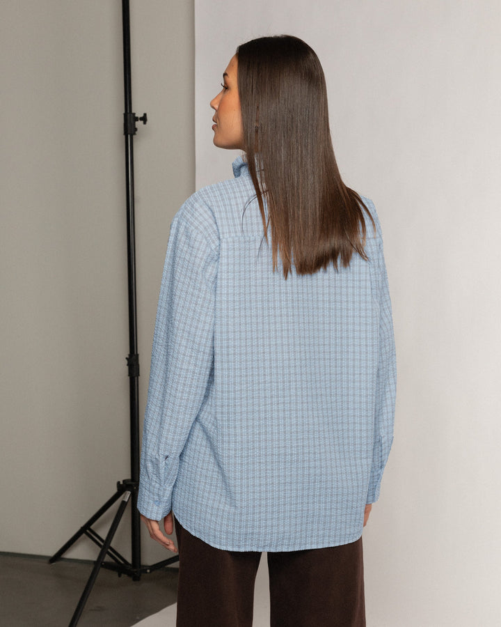 CHEMISE À NŒUD BLEU CLAIR