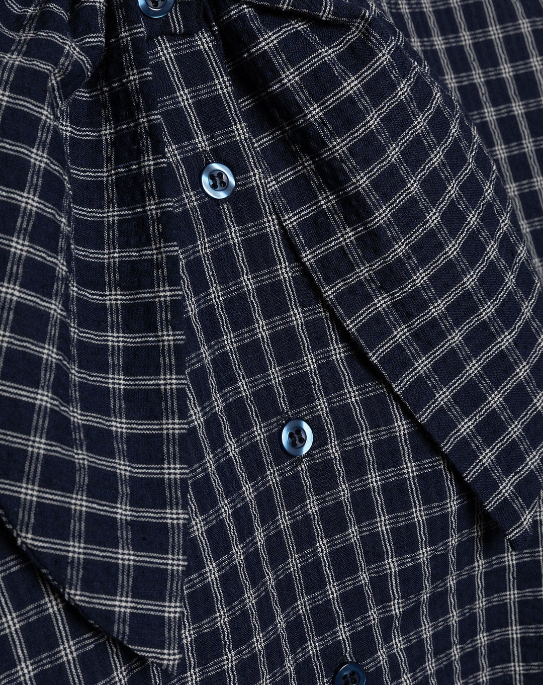 BLOUSE À CARREAUX AVEC NŒUD BLEU MARINE