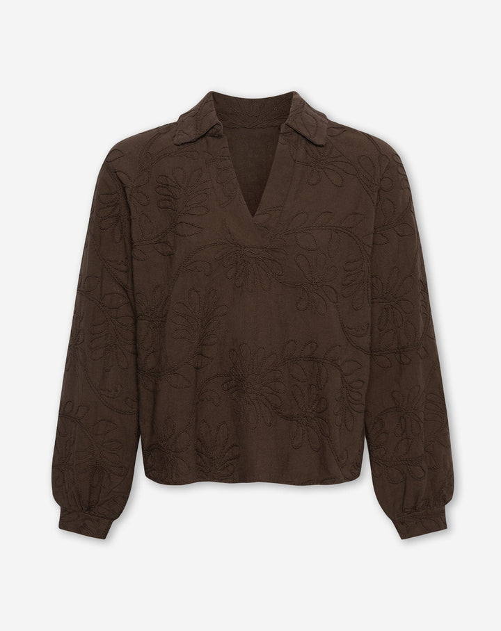 TOP FLEUR FEMKE MARRON