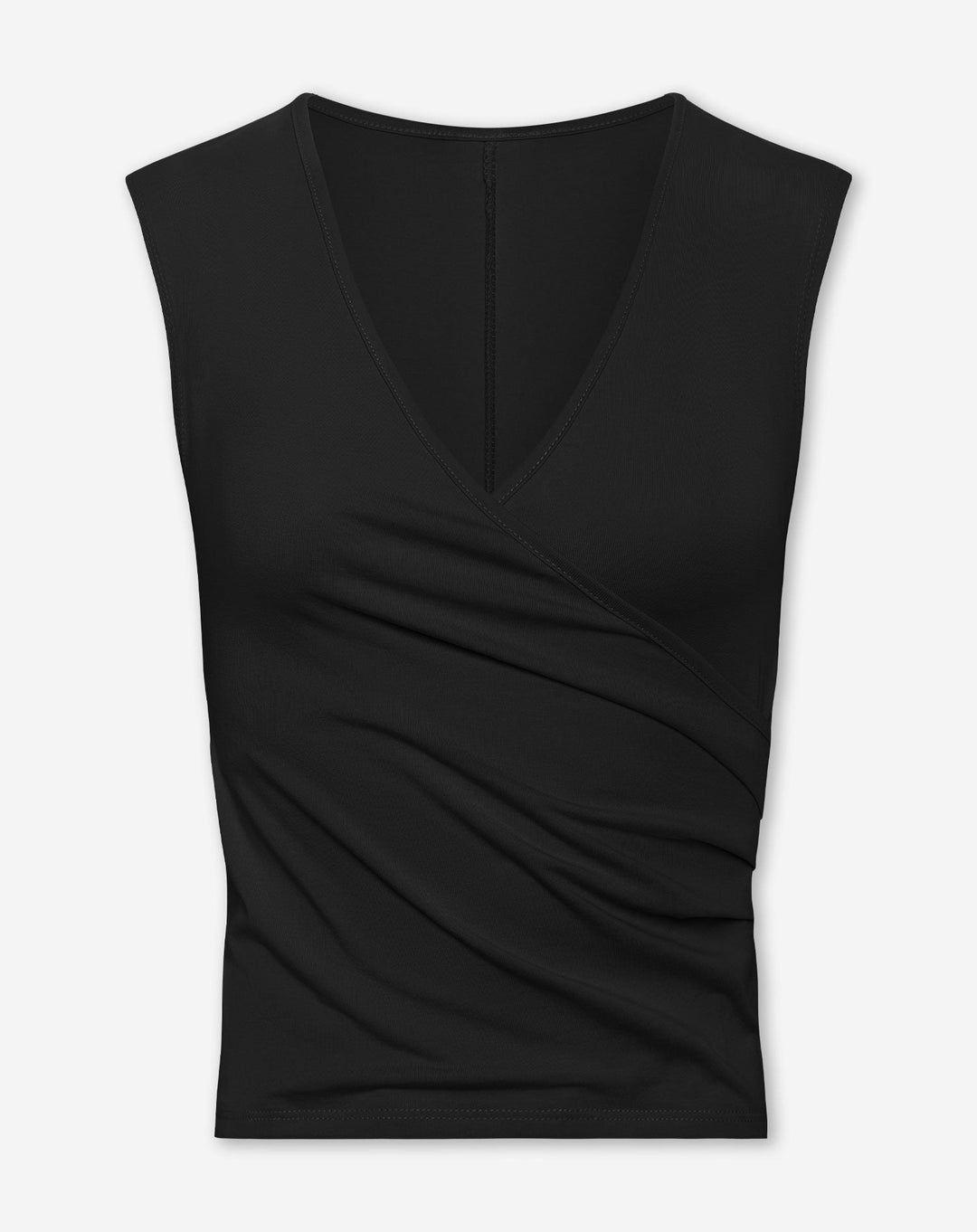 TAMAR WRAP CAP SLEEVE TOP NOIR