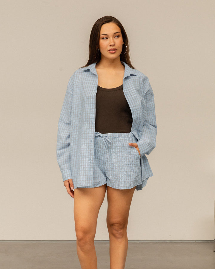 VESTE OVERSIZE BLEU CLAIR