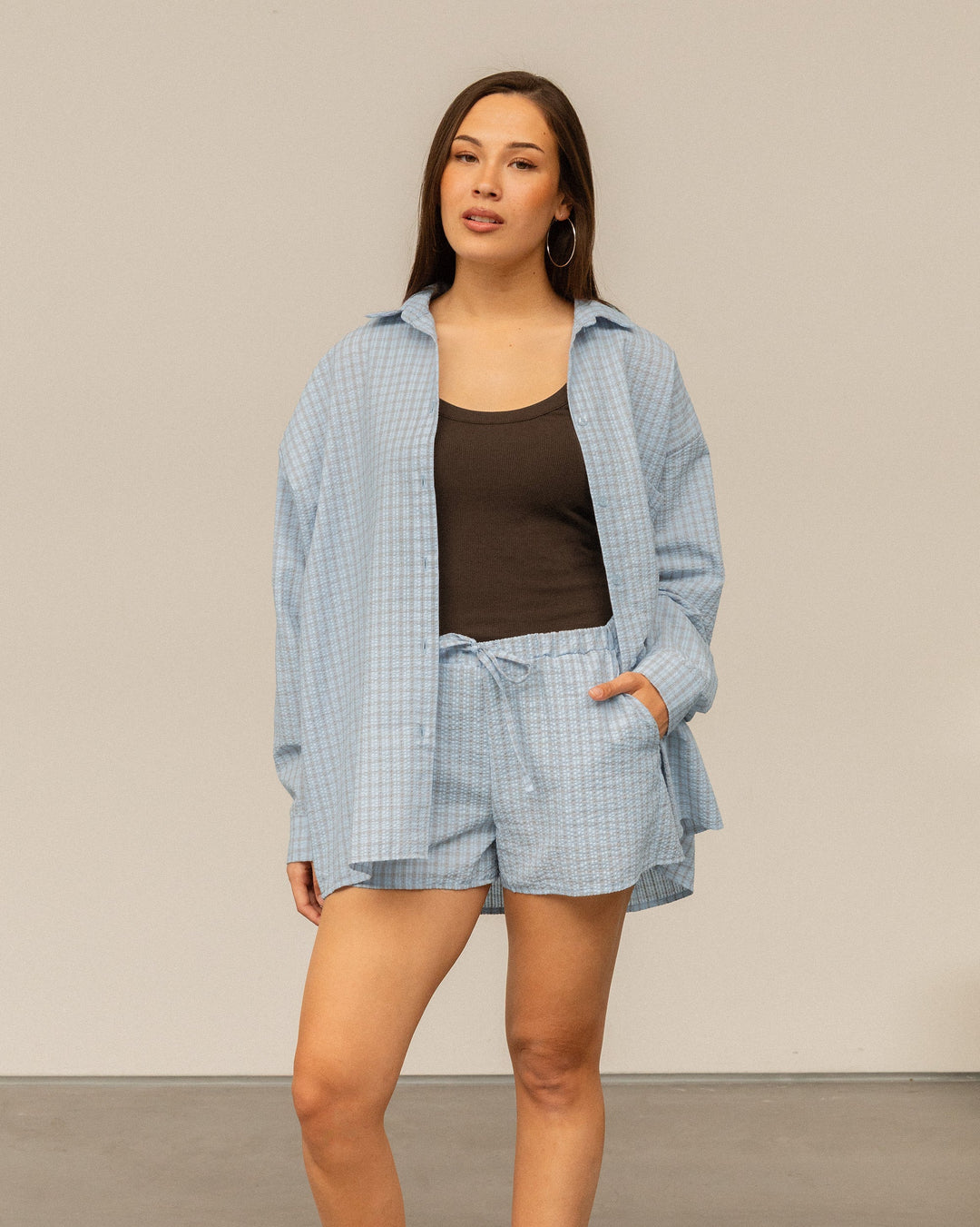 VESTE OVERSIZE BLEU CLAIR