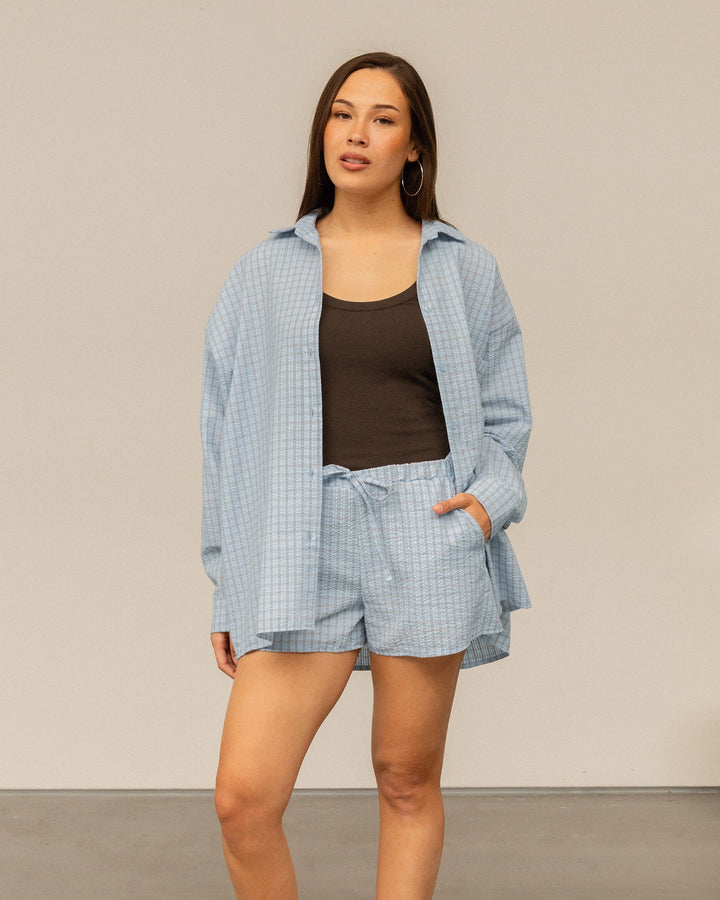VESTE OVERSIZE BLEU CLAIR