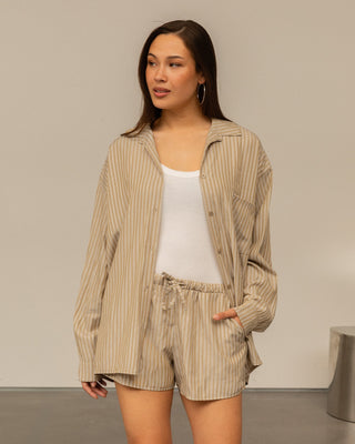BLOUSE OVERSIZE À RAYURES LILEY OLIVE