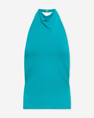 TOP HALTER DRAPE TURQUOISE TAMAR