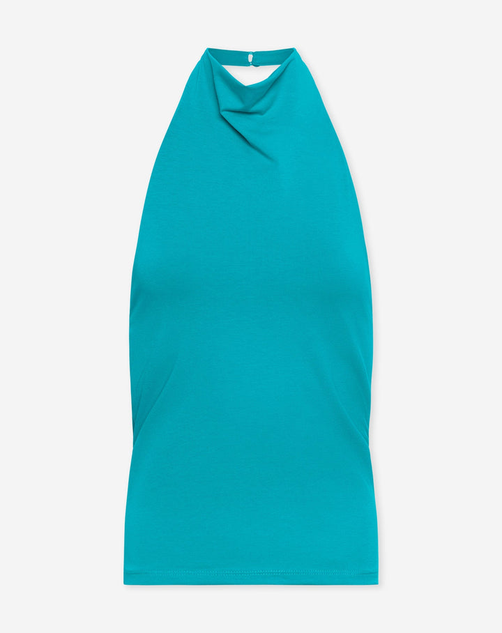 TOP HALTER DRAPE TURQUOISE TAMAR