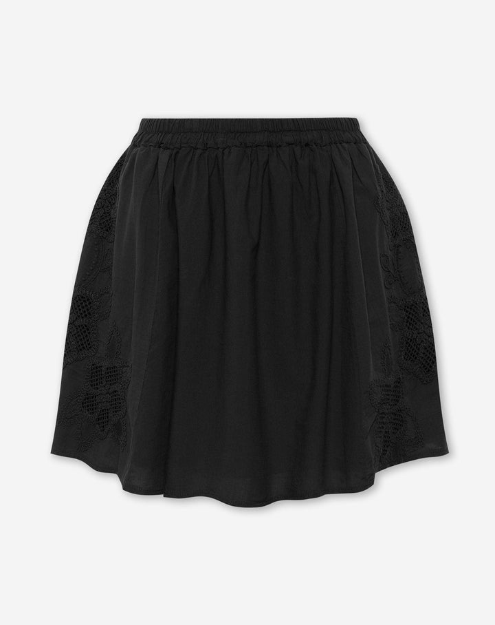 JUPE EN COTON BRODÉE NOIRE