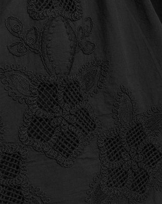 JUPE EN COTON BRODÉE NOIRE