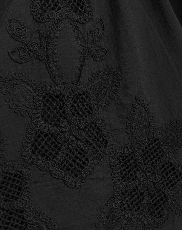 JUPE EN COTON BRODÉE NOIRE